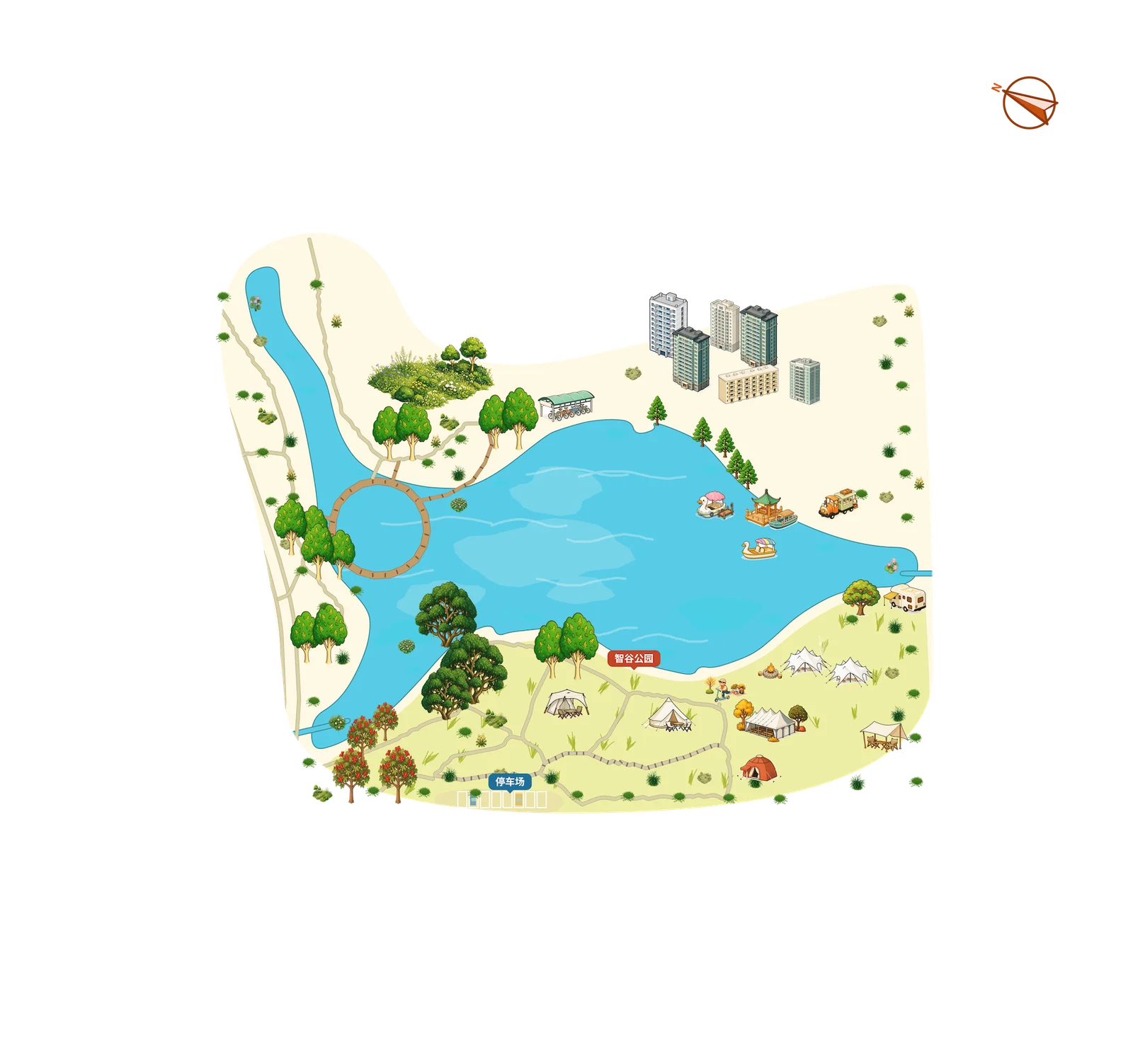 Lakeside Park Map map demonstration — Building illustrations