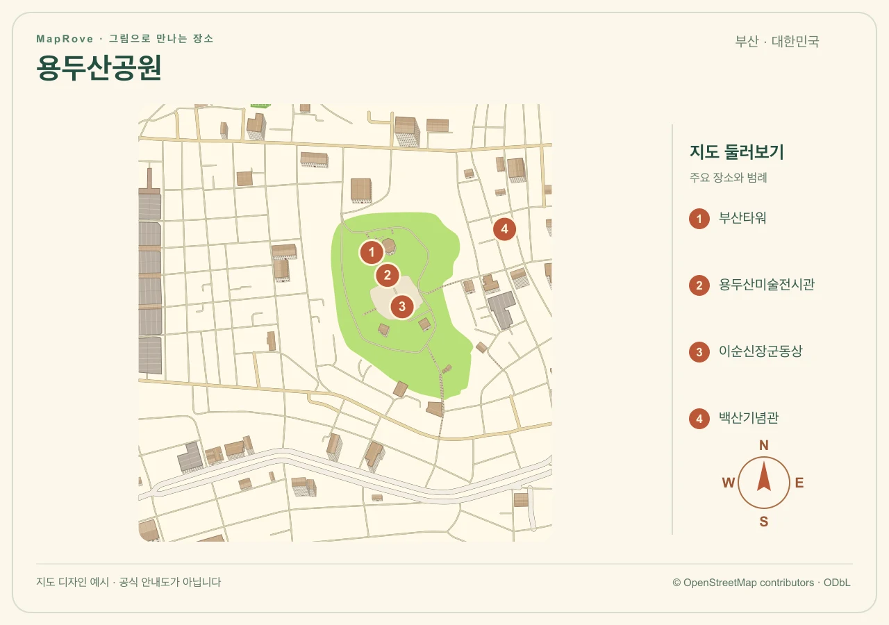 용두산공원 지도 디자인 예시