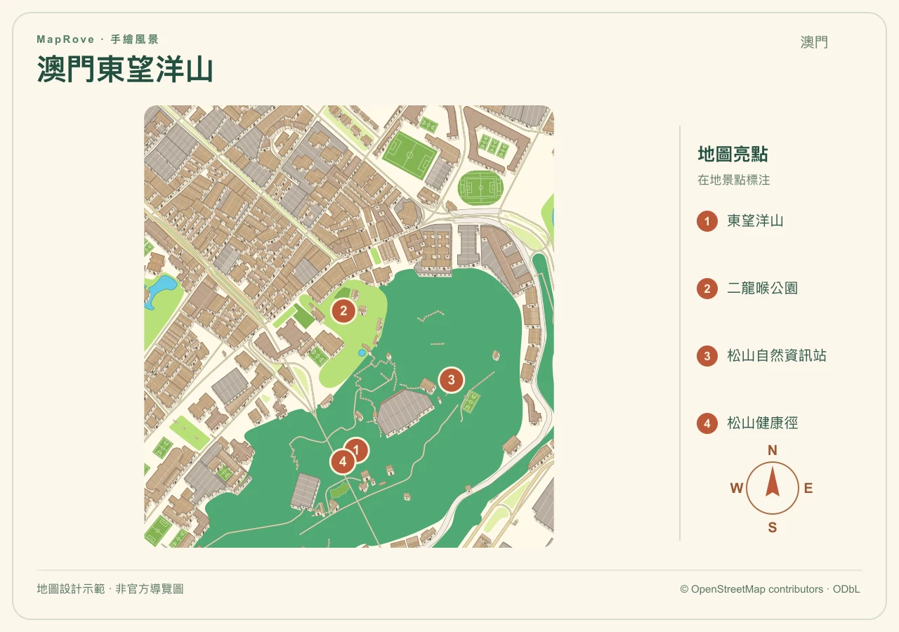 澳门东望洋山地图设计示范,轮廓建筑